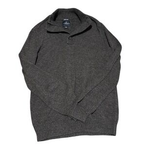 American Eagle Sweater Mens Medium Seriously Soft Mockneck Charcoal Gray